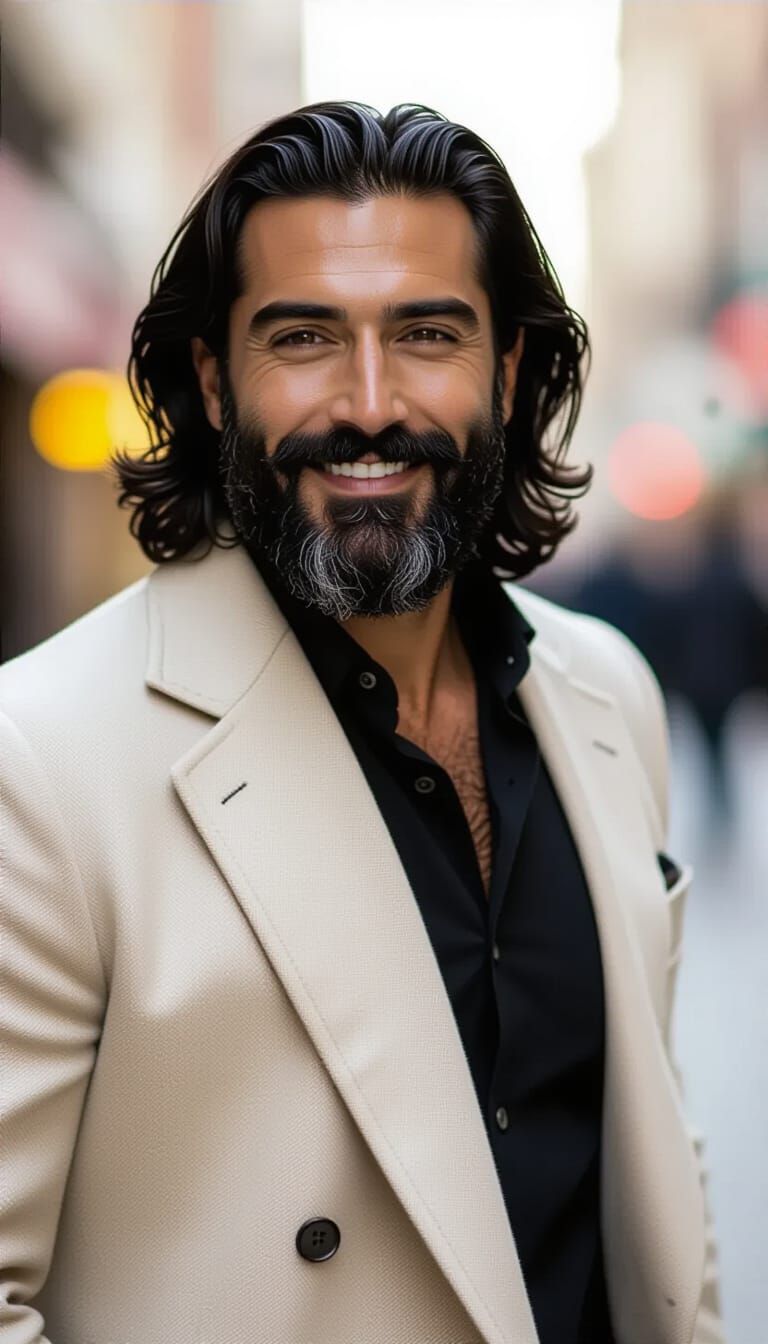 Smiling Man in City Street Photography Style