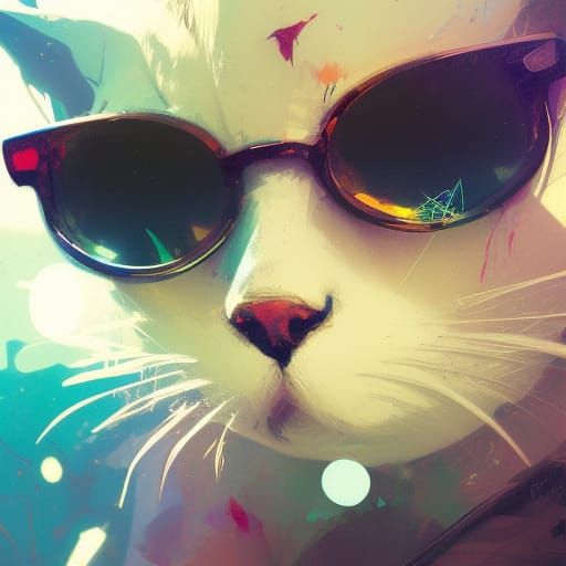 Chibi Cat Portrait with Sunglasses