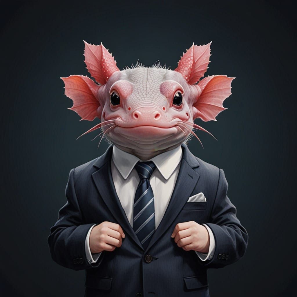 Axolotl in Formal Business Attire