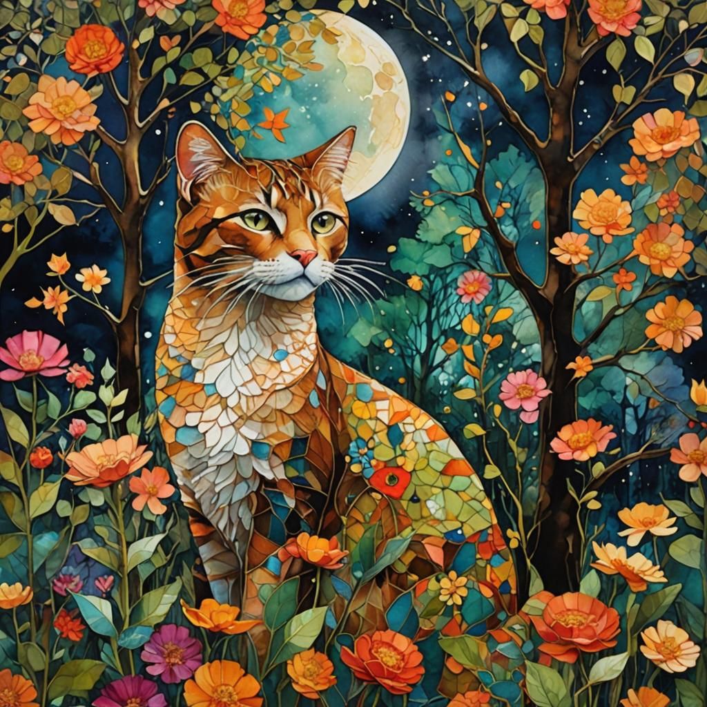 Mosaic ginger cat