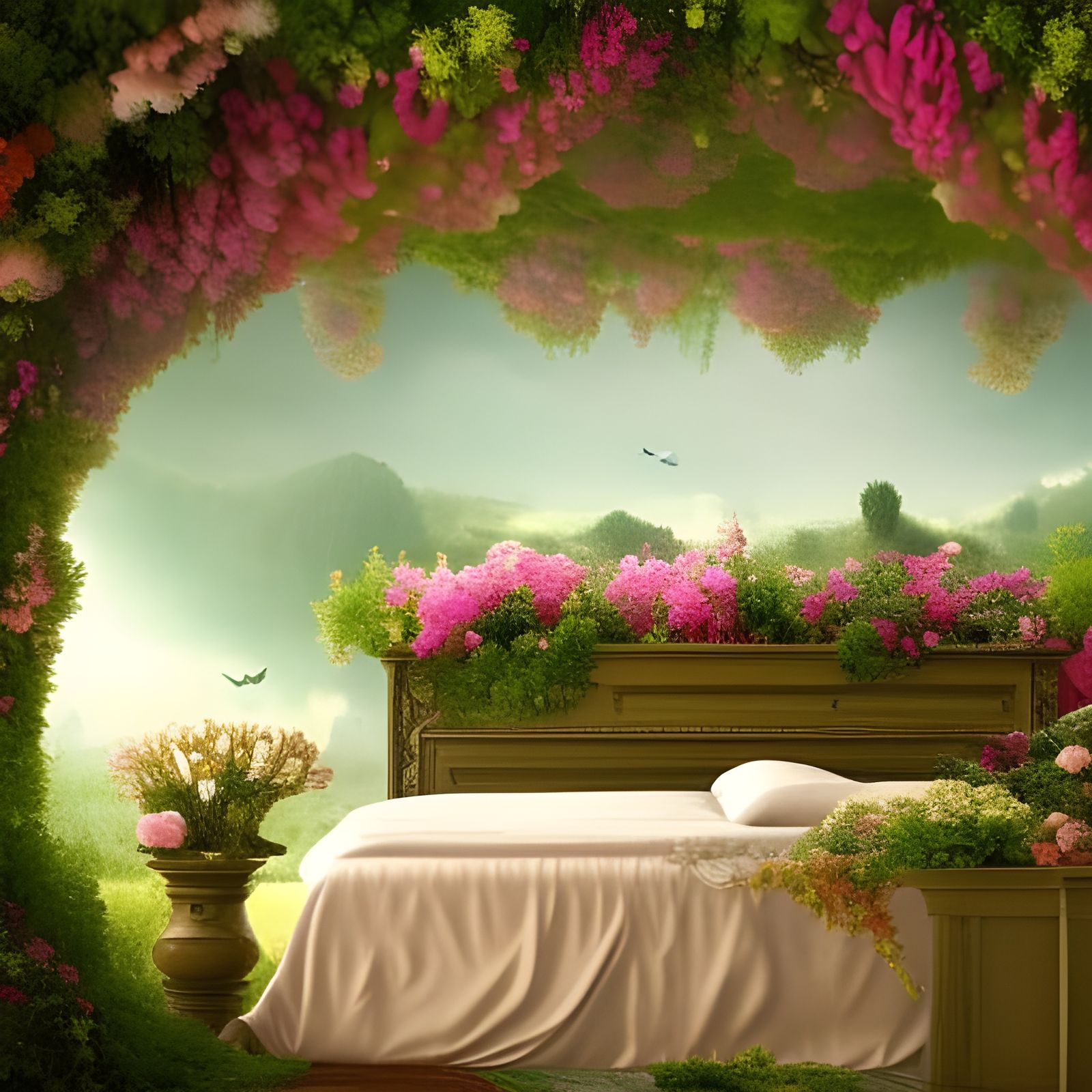 Floral Bed: A Stunning Digital Matte Painting