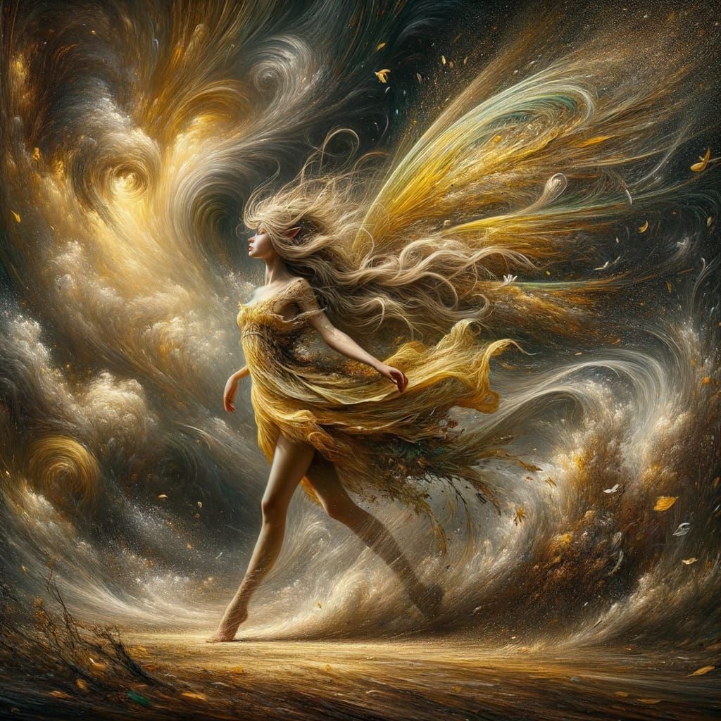 Faerie of the Windswept Vortex: A Digital Painting