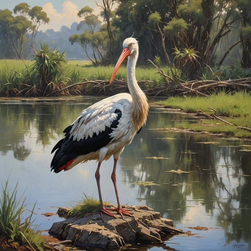 King Stork: Golden Age Oil Painting