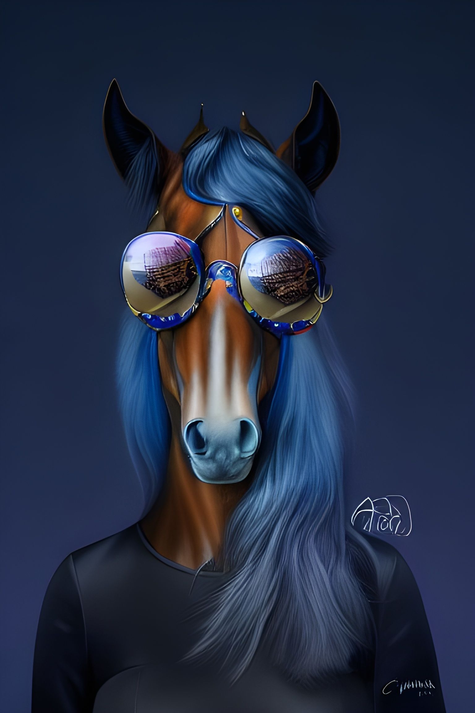 Horse Police Officer in Sunglasses, UHD