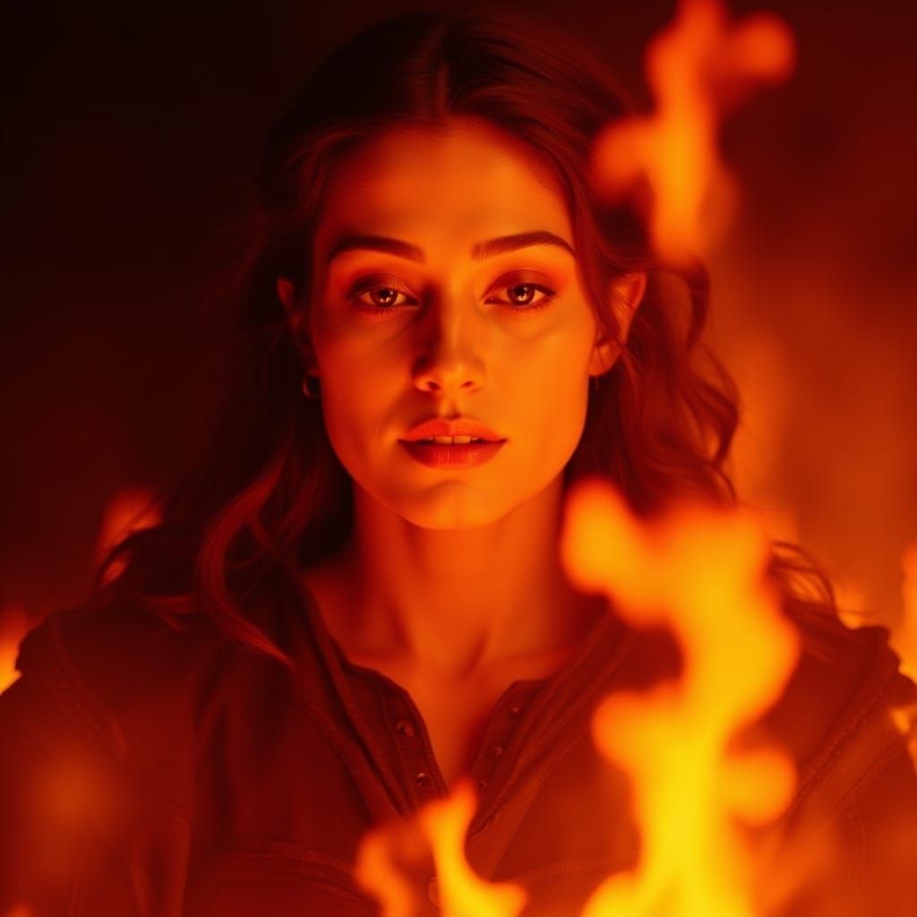 Joan of Arc on Fire: Dramatic Portrait