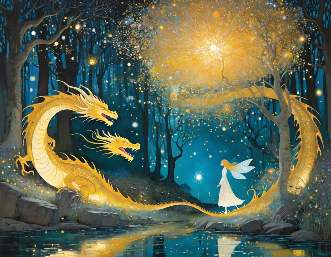 Dragon's Lair Filled with Magic and Starlight