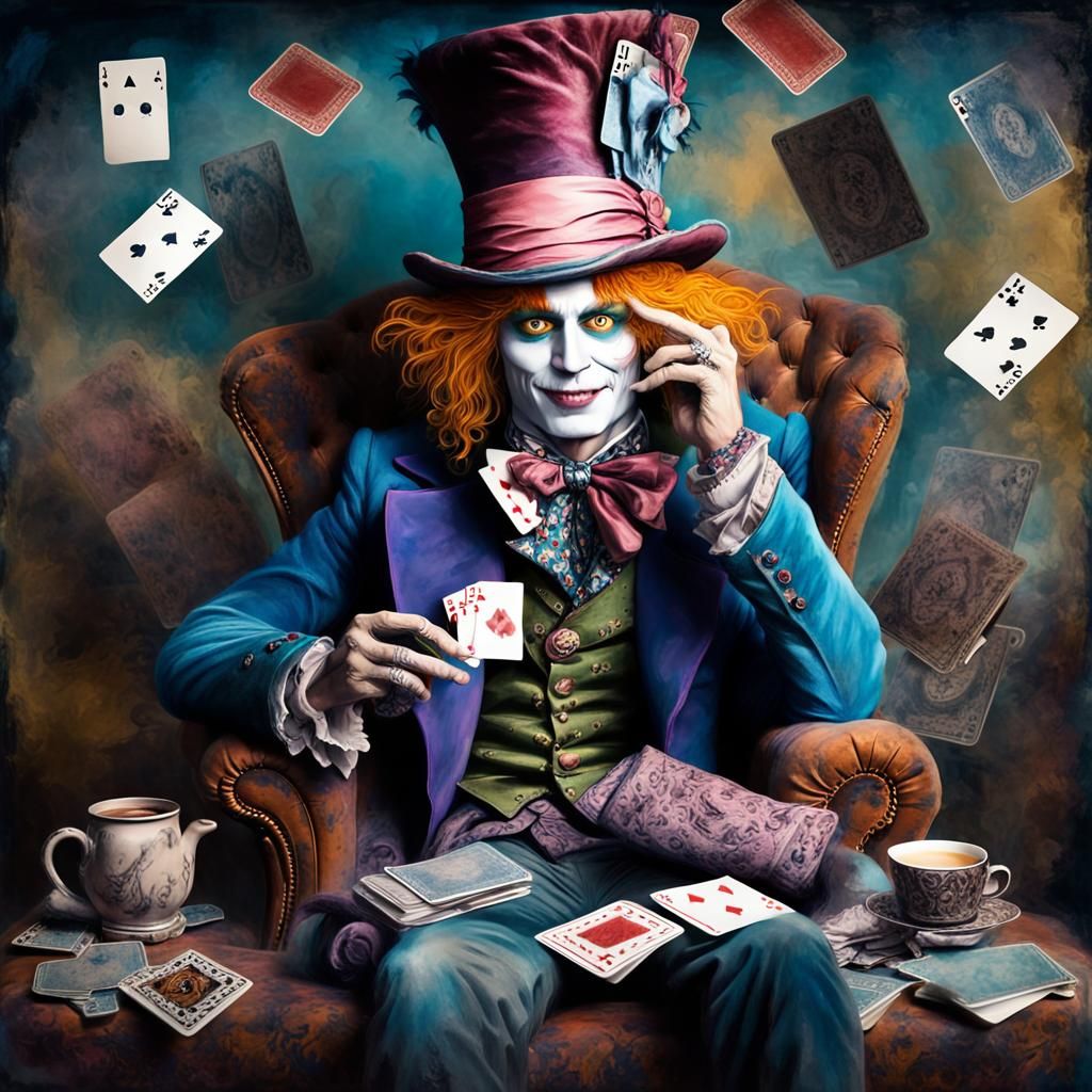 Mad Hatter and Cheshire Cat in Surreal Style