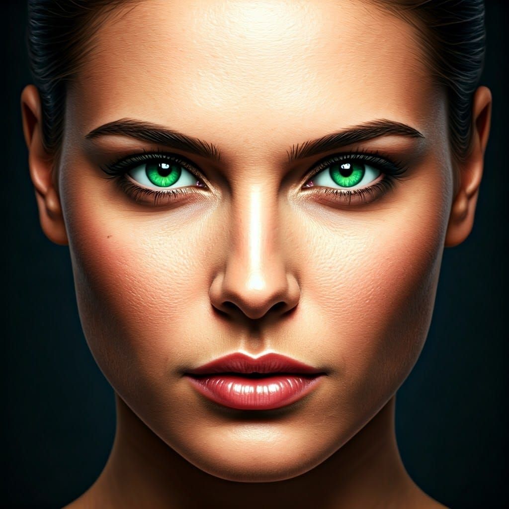 Enchanting Portrait with Emerald Green Eyes