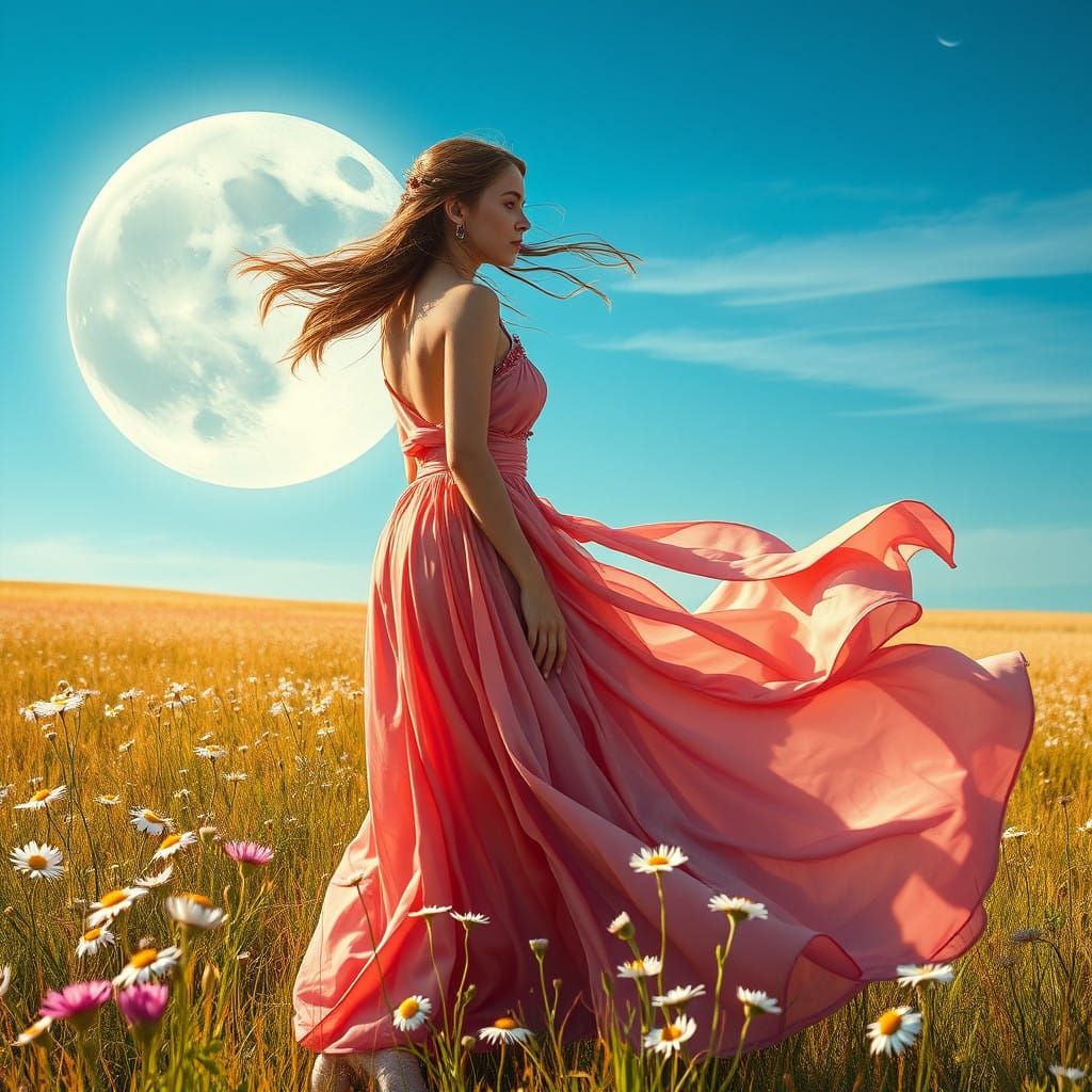 Moon Princess in Vibrant Summer Fields
