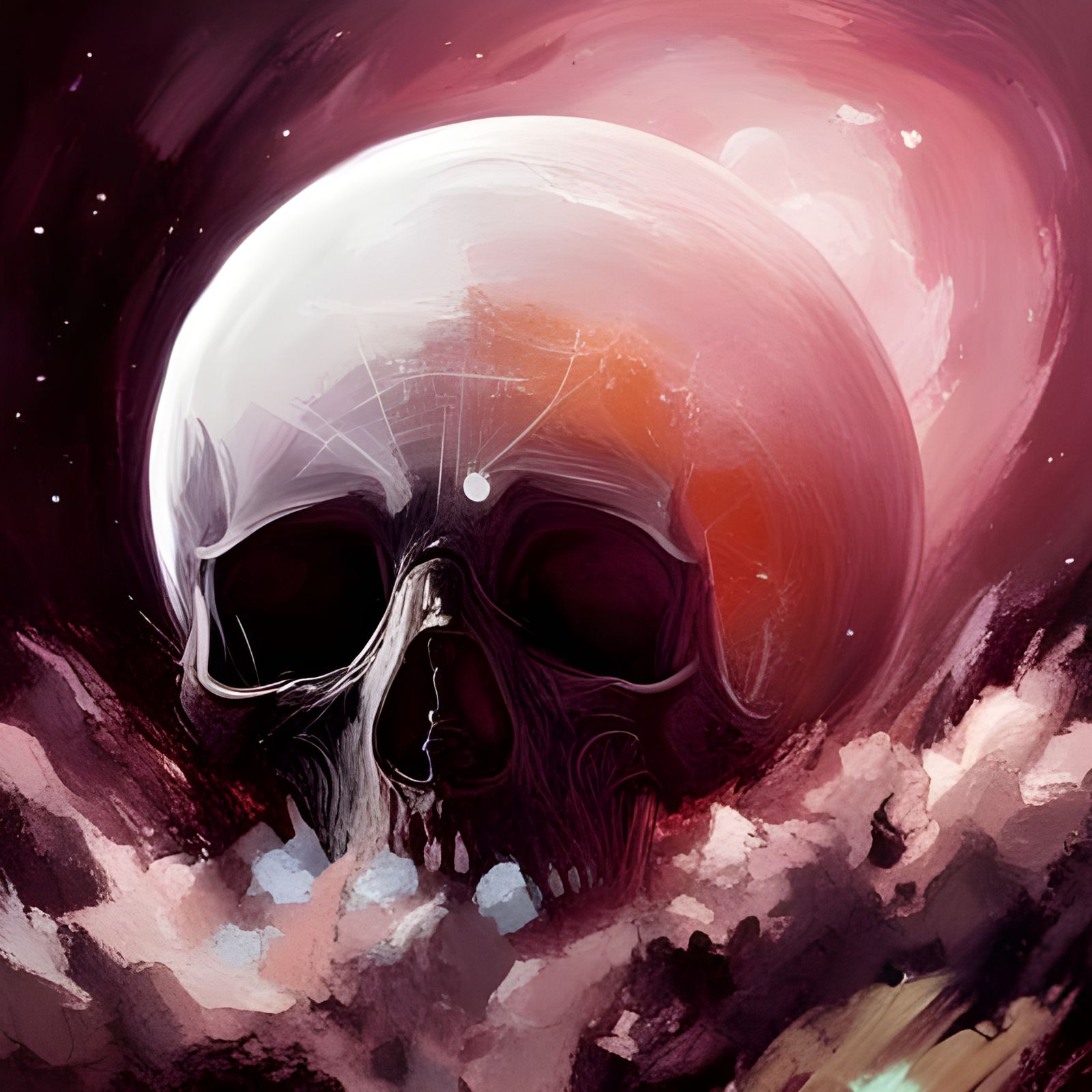 Skull Rock Formation Under Luminous Moon