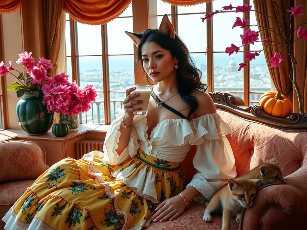 Latina Woman with Cat Ears in Montevideo