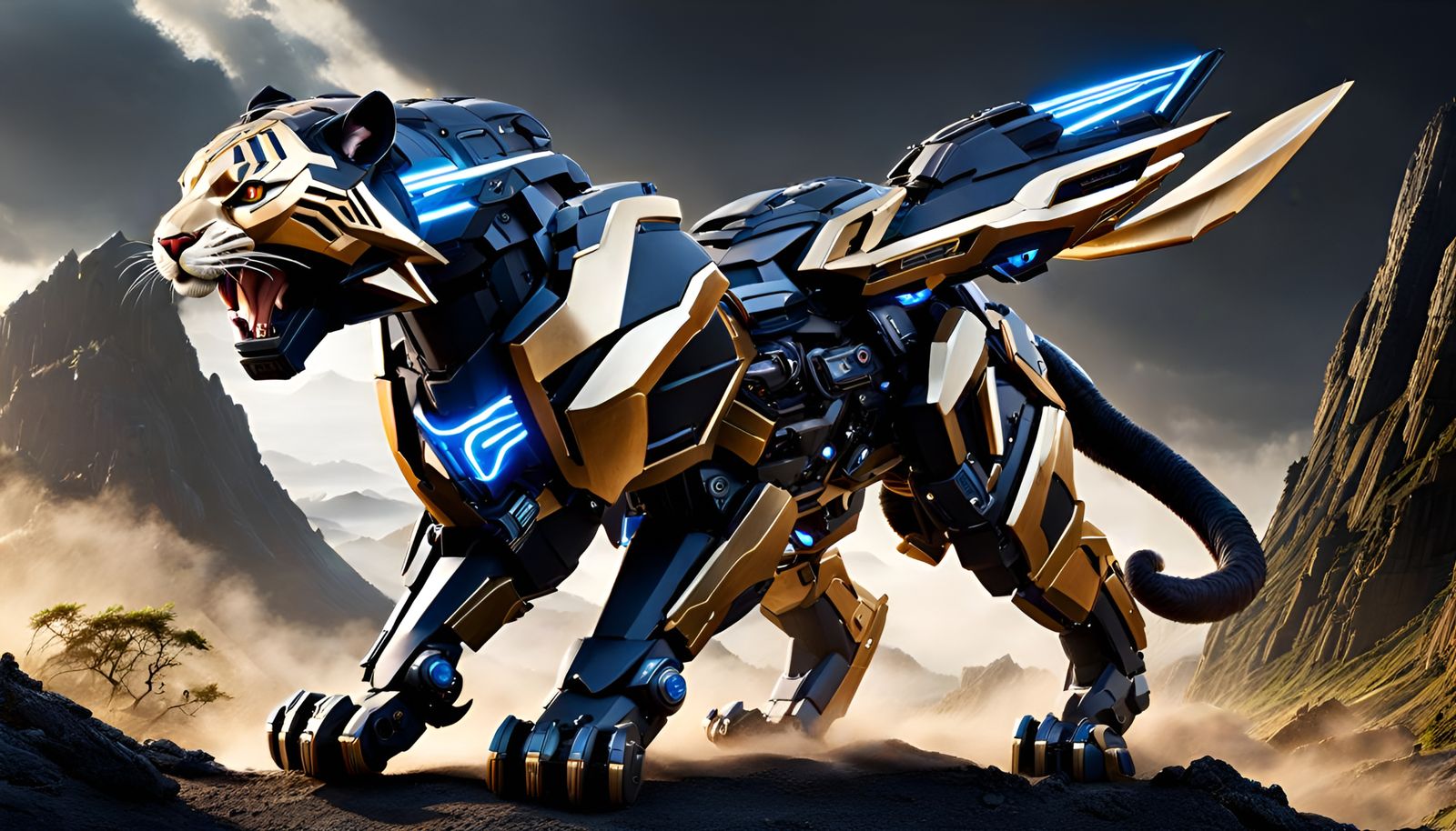 Cybernetic Displacer Beast Prowling a Dark Metropolis