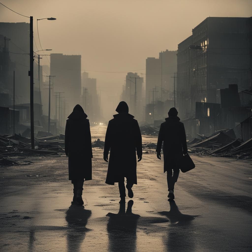 Silhouettes in a Grey Urban Landscape