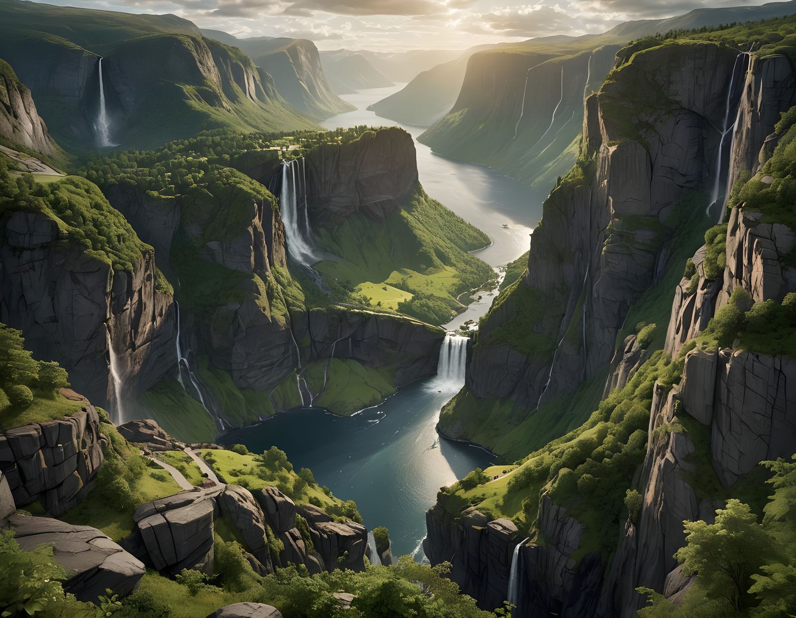 Epic Norwegian Fjord Landscape in Photorealistic Style