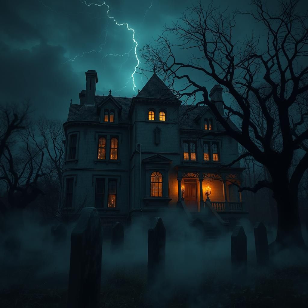 Creepy Mansion in Graveyard Concept Art
