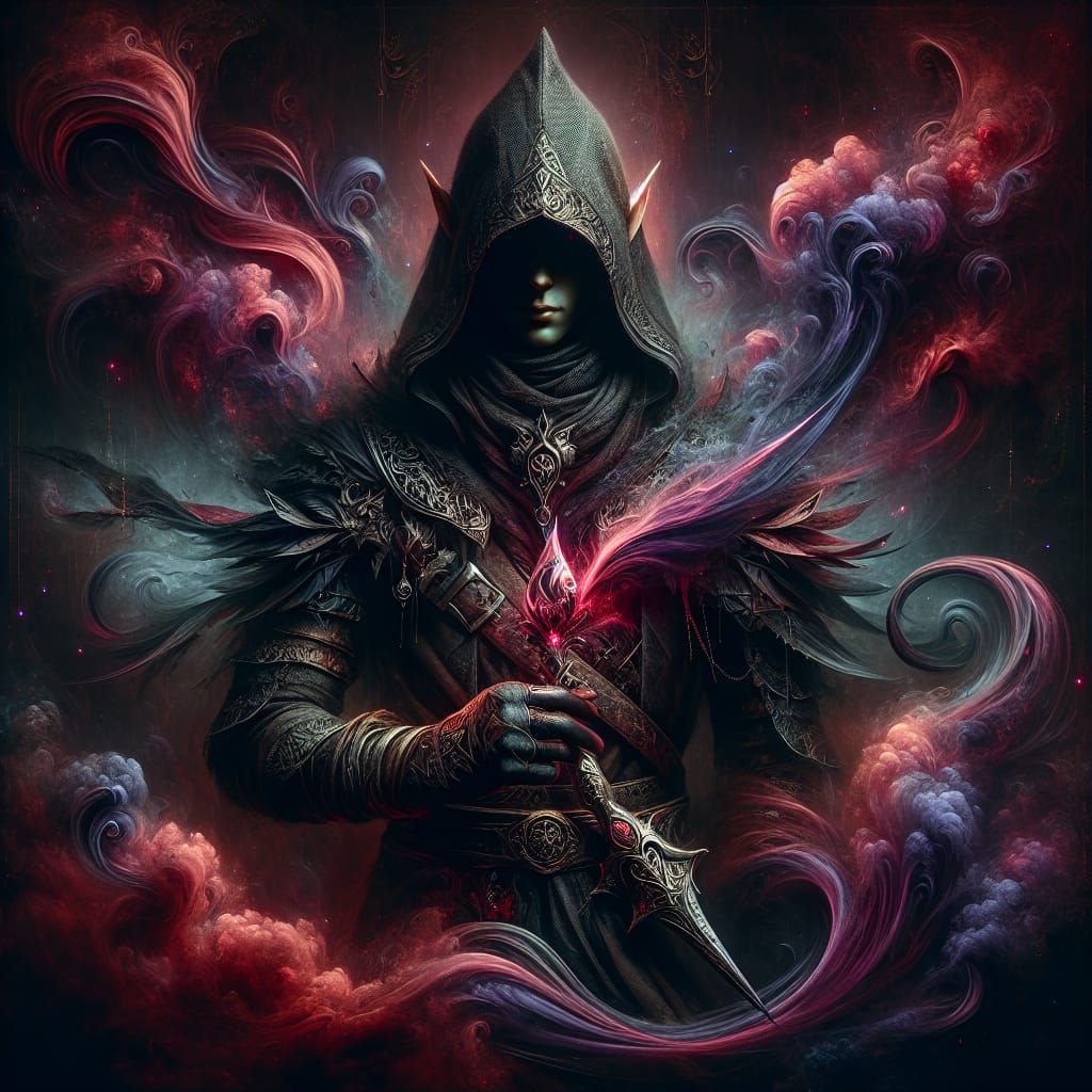 Dark Fantasy Elf Assassin in a Dramatic Matte Painting