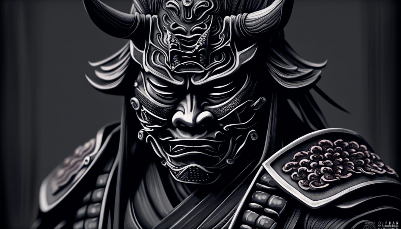Detailed Samurai Ronin with Oni Mask