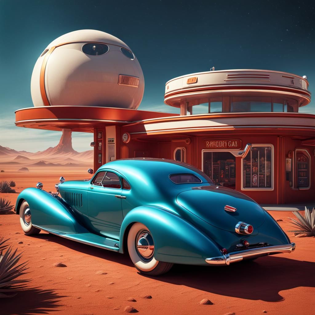 Art Deco Coupe at Mars Gas Station