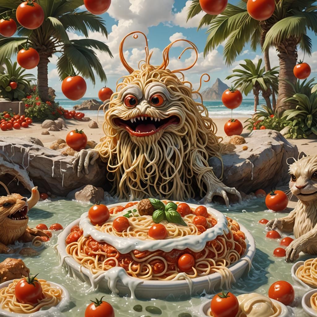 3D Spaghetti Monster Beach Vacation