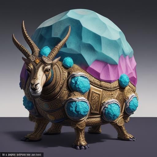 Symbolic Fusion Creature on Aztec Geode