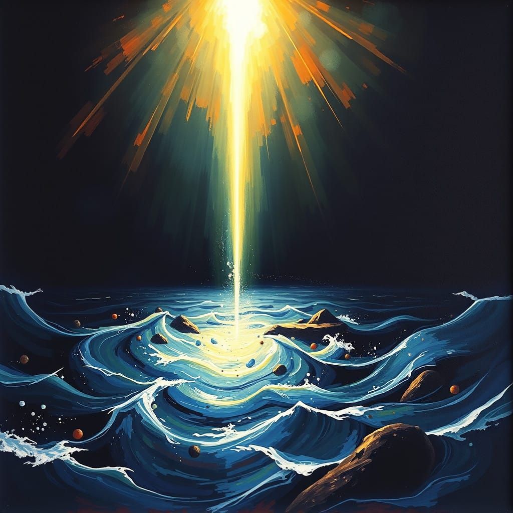 Ethereal Genesis Scene in Biblical Art Style
