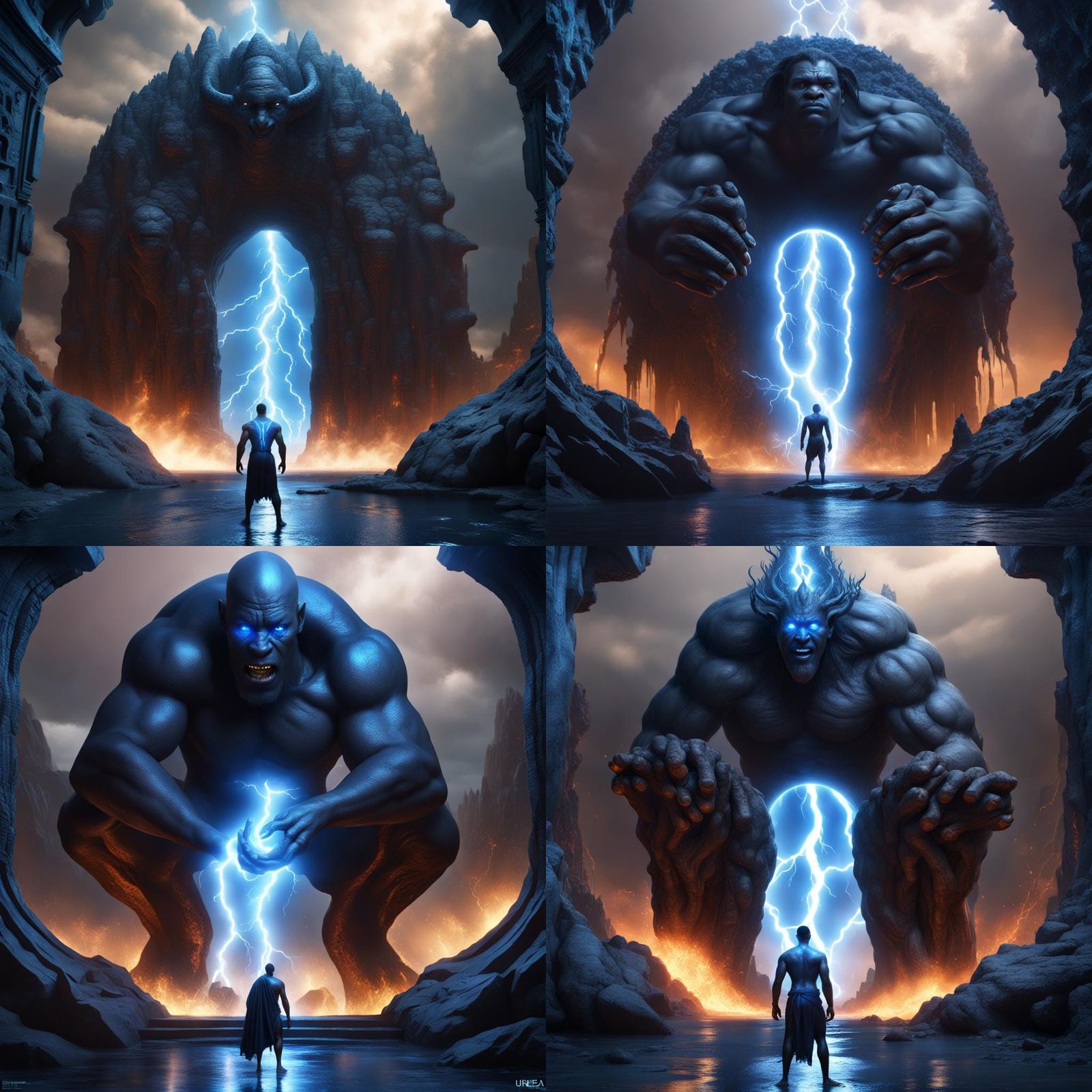 Epic Blue Lightning Portal to Dark Giant Underworld