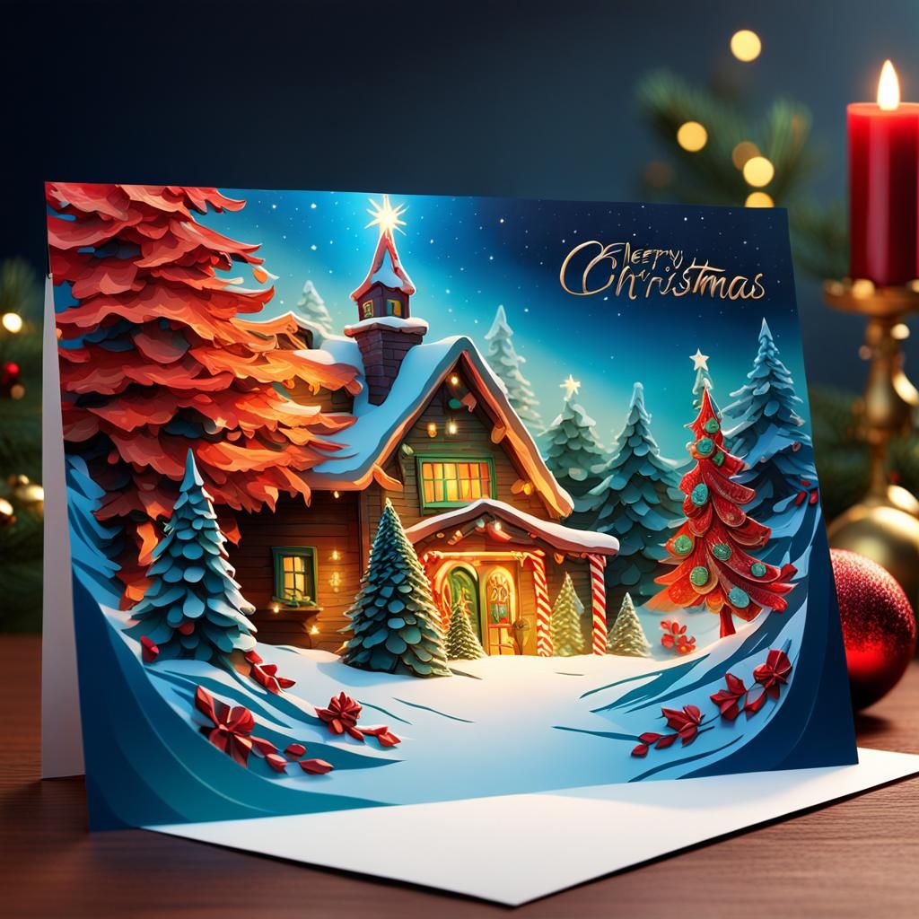 3D high-definition Christmas postcard This Christmas card captures the essence of the holiday season