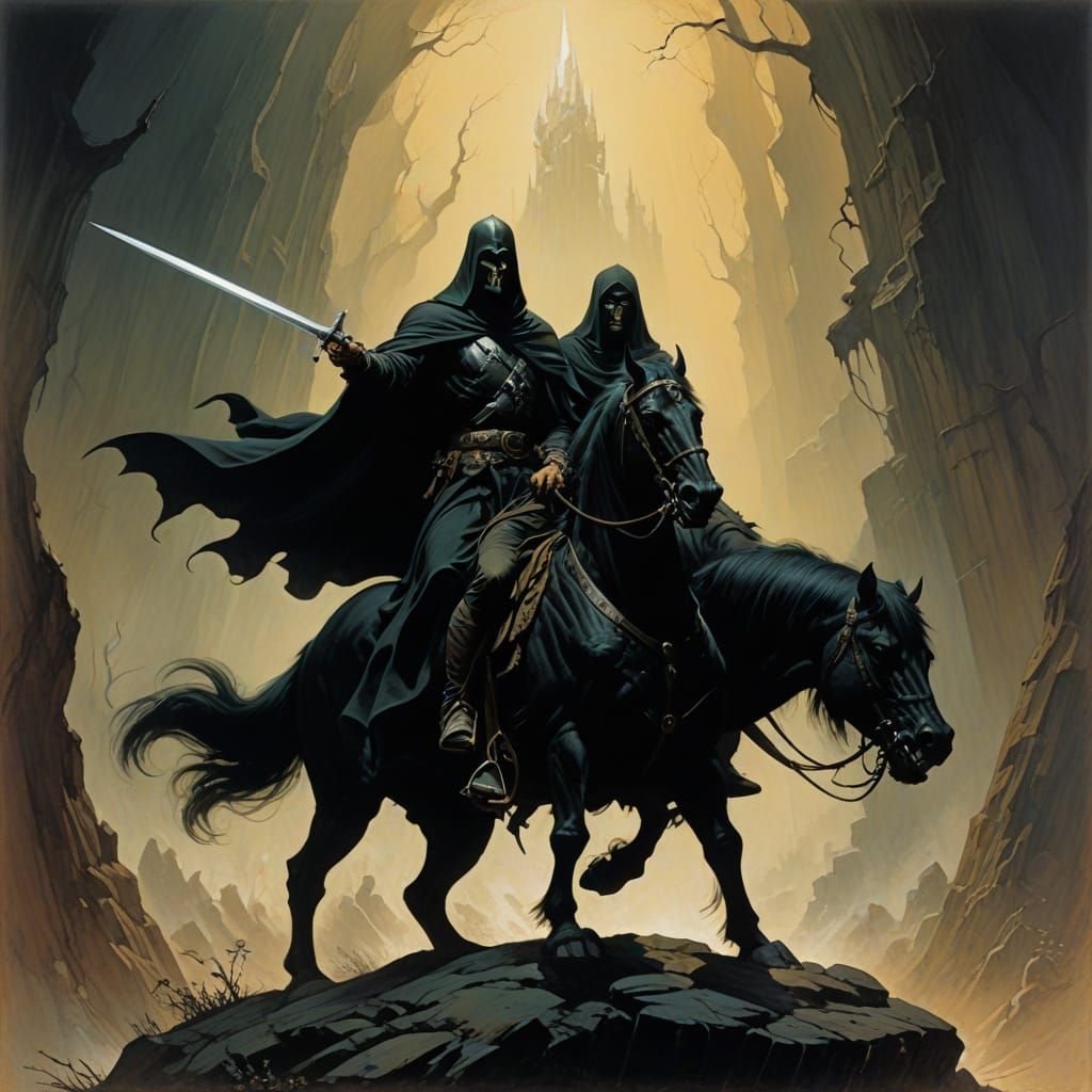 Dark Fantasy Nazgûl in Mysterious Landscape