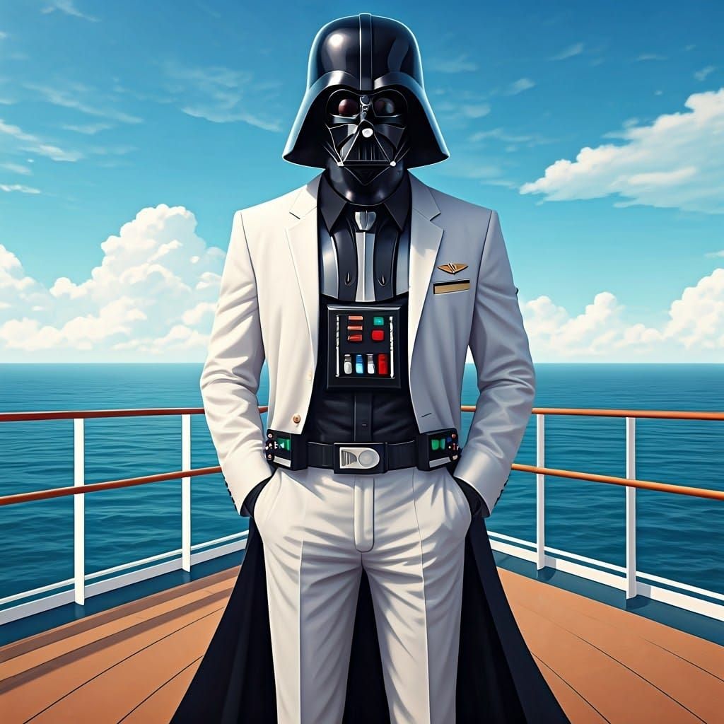 Darth Vader on Luxury Cruise in 3D Anime Style