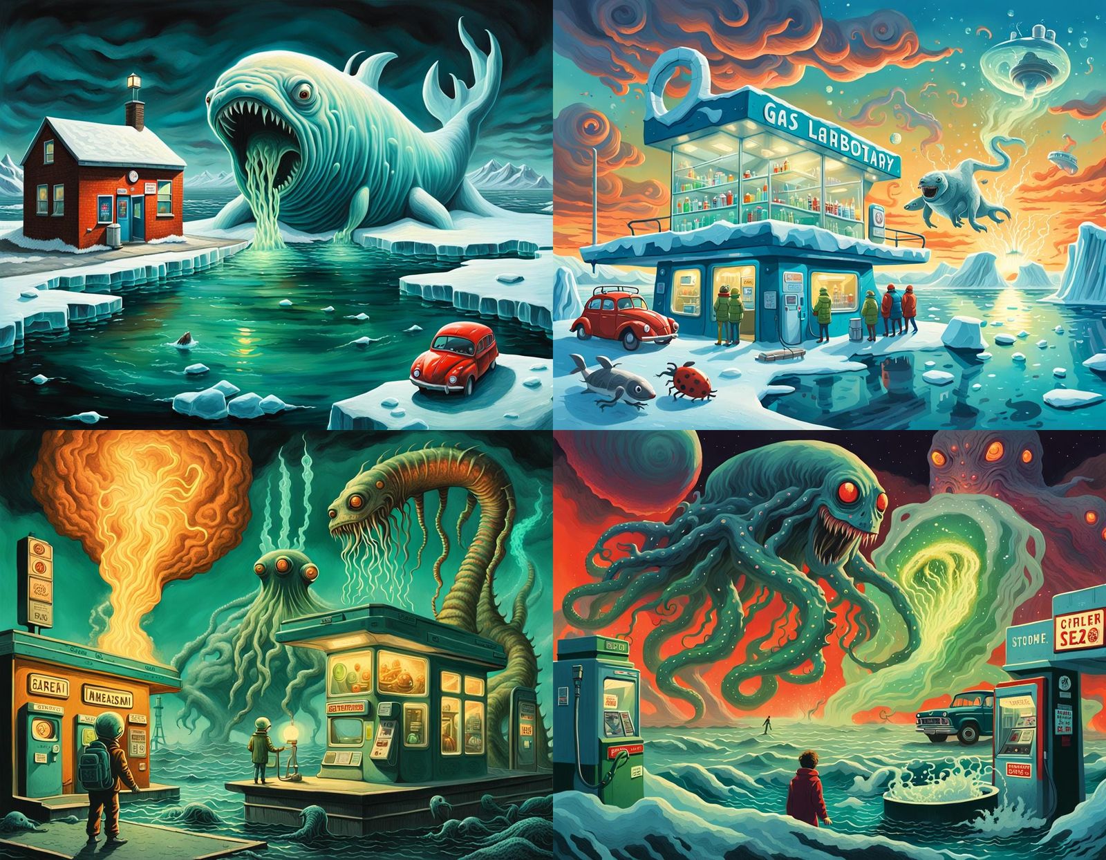 Ladybird Book Style Art of a Bizarre Arctic Laboratory