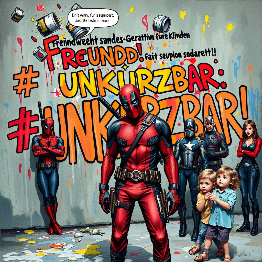 Deadpool's Chaotic Expressionist Graffiti Art