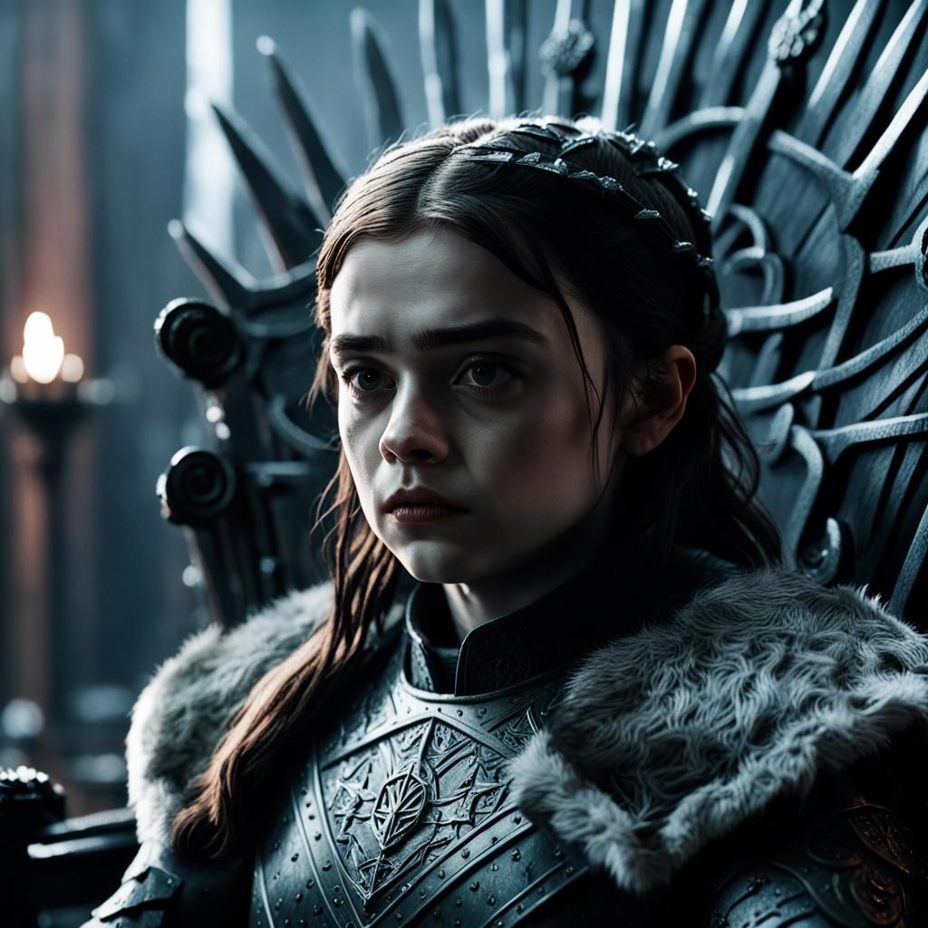 Arya Stark Ascends the Iron Throne: Cinematic Portrait