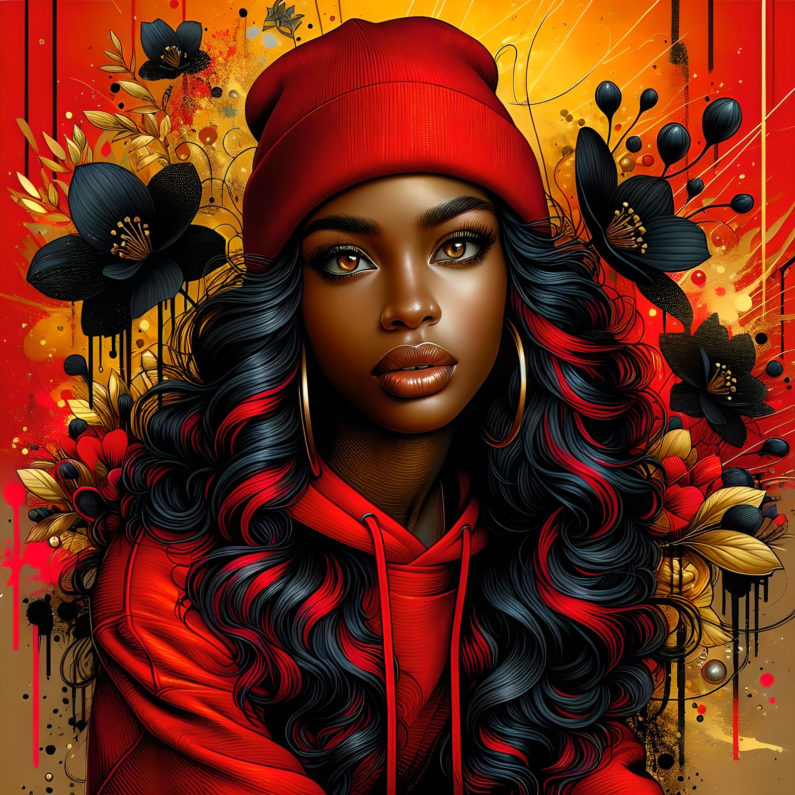 Elegant Woman in Graffiti Art Style