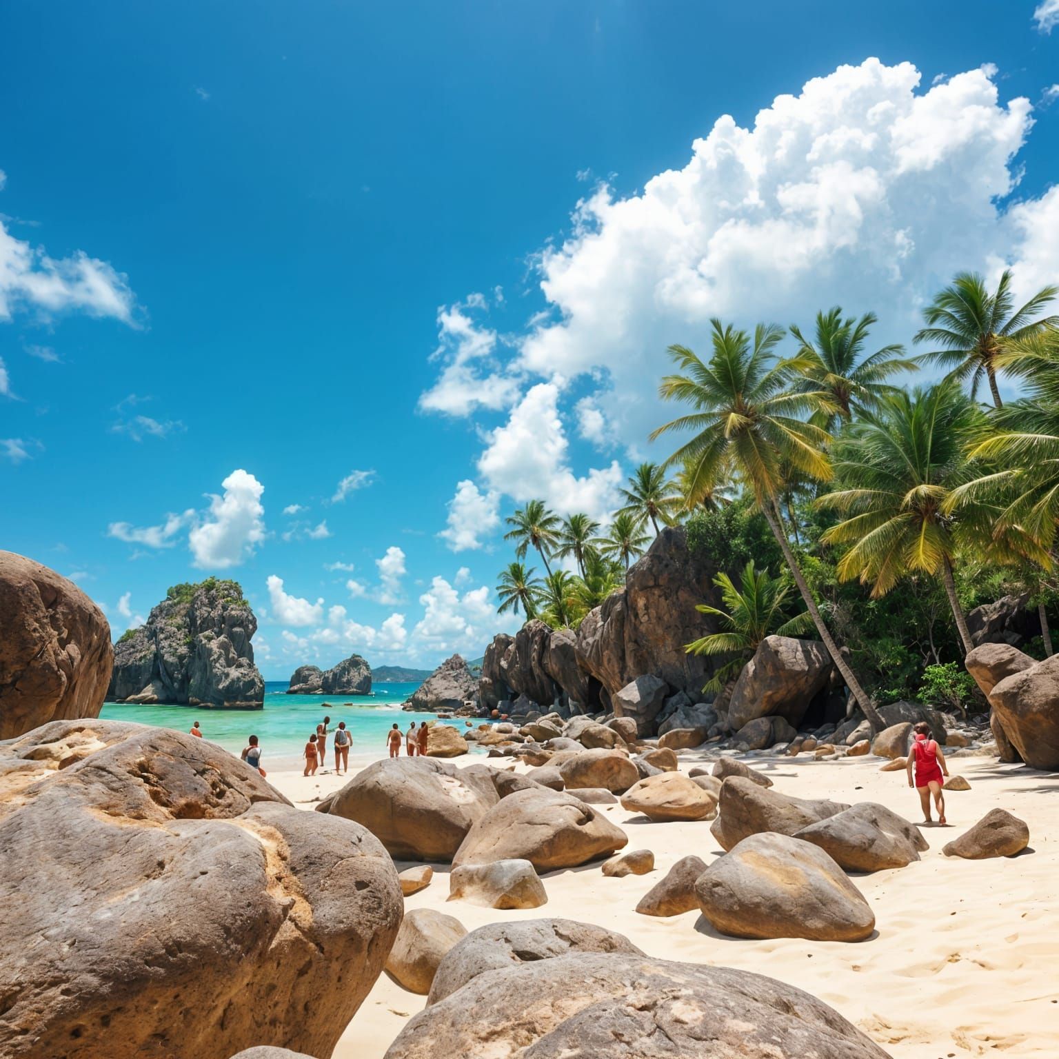 Tropical Beach Paradise in Vibrant Colors