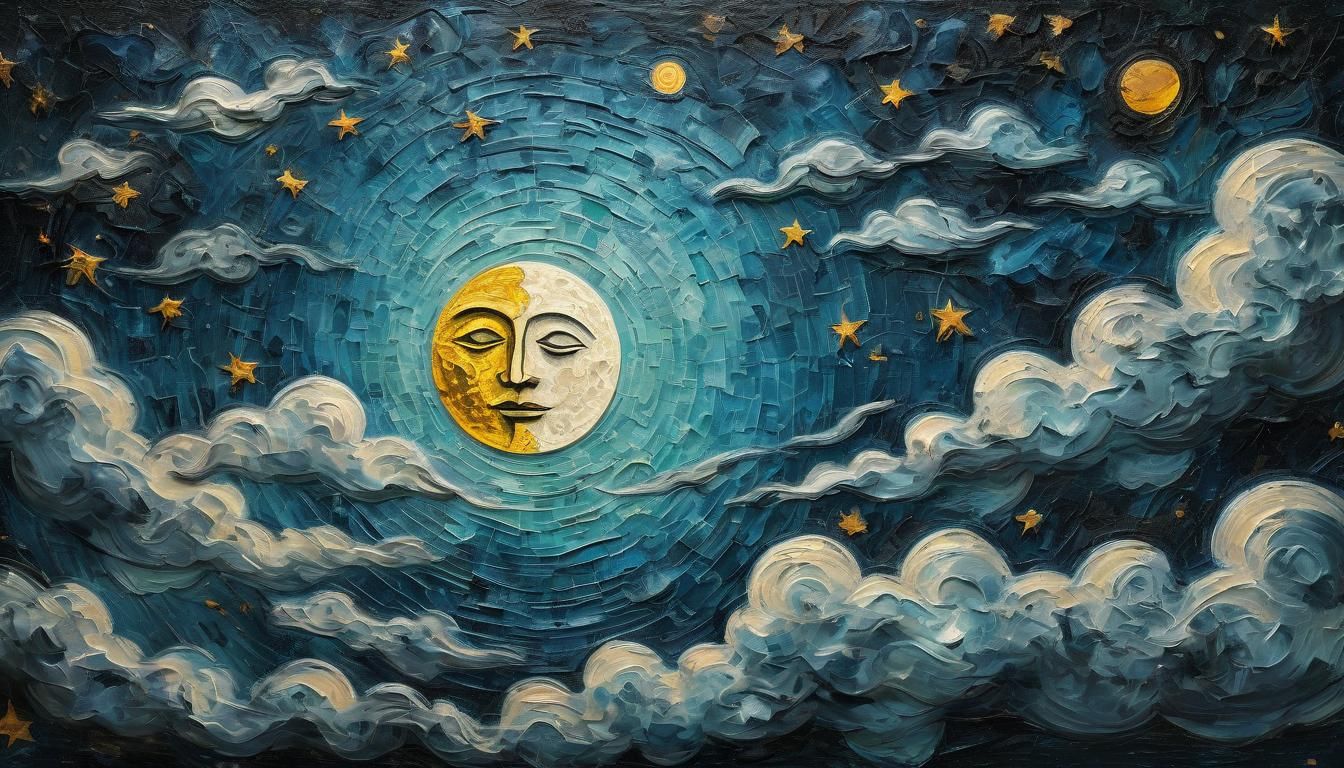 Surreal Sun and Moon Oil Painting on Canvas