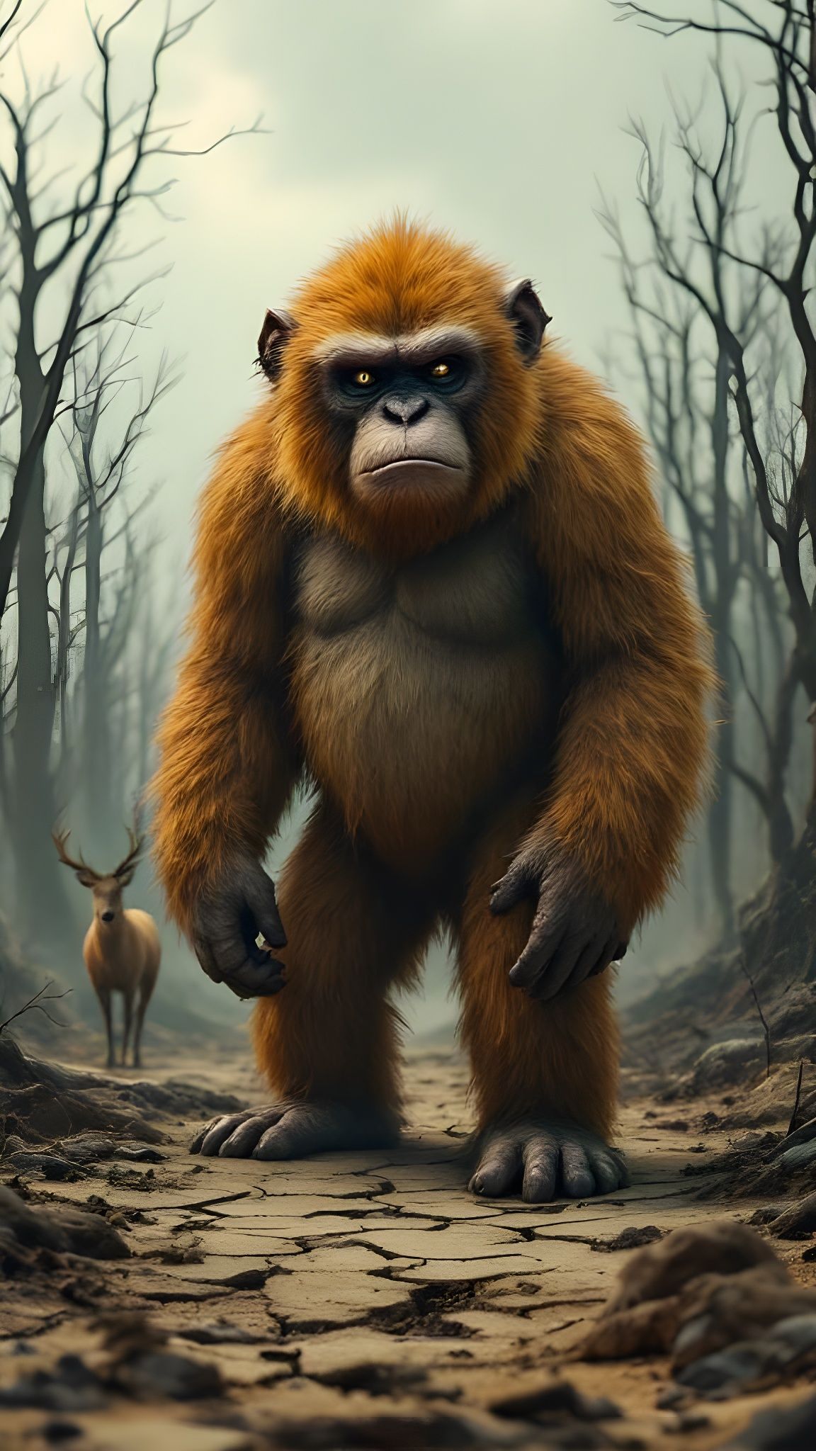 Post-Apocalyptic Monkey Mourns Lost World