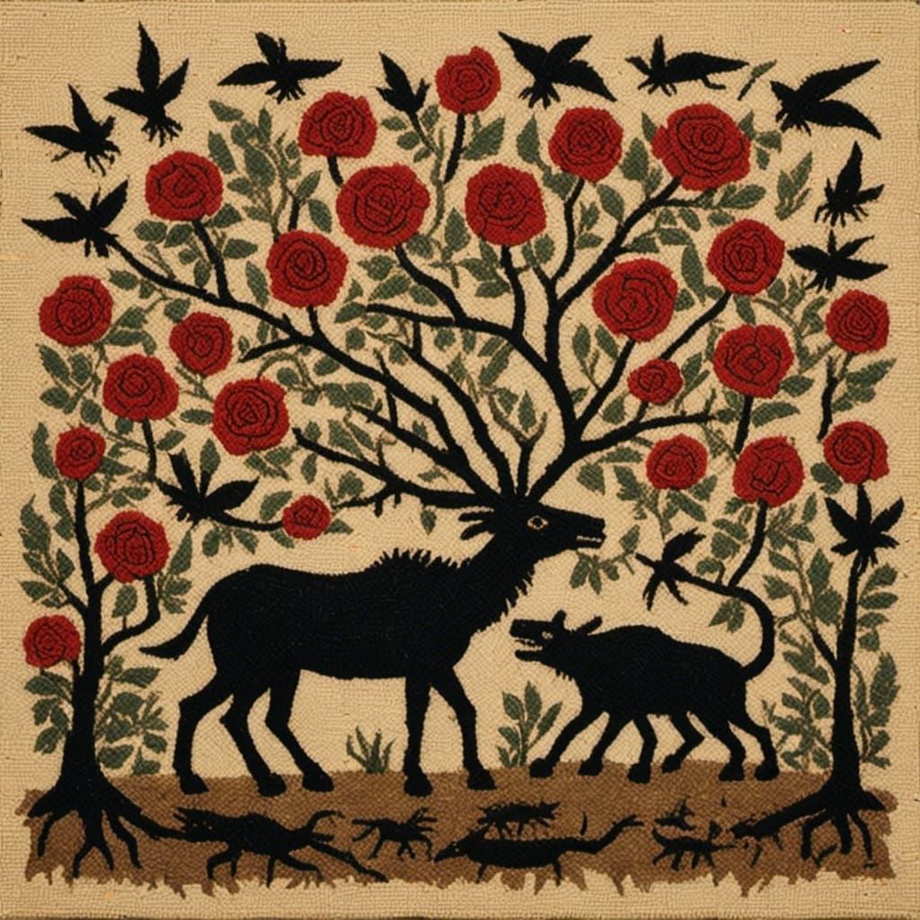 Silhouette of Roses and Thorns