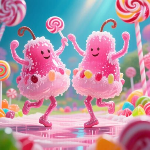 Dancing Sugarplums in Whimsical Candy Art Style