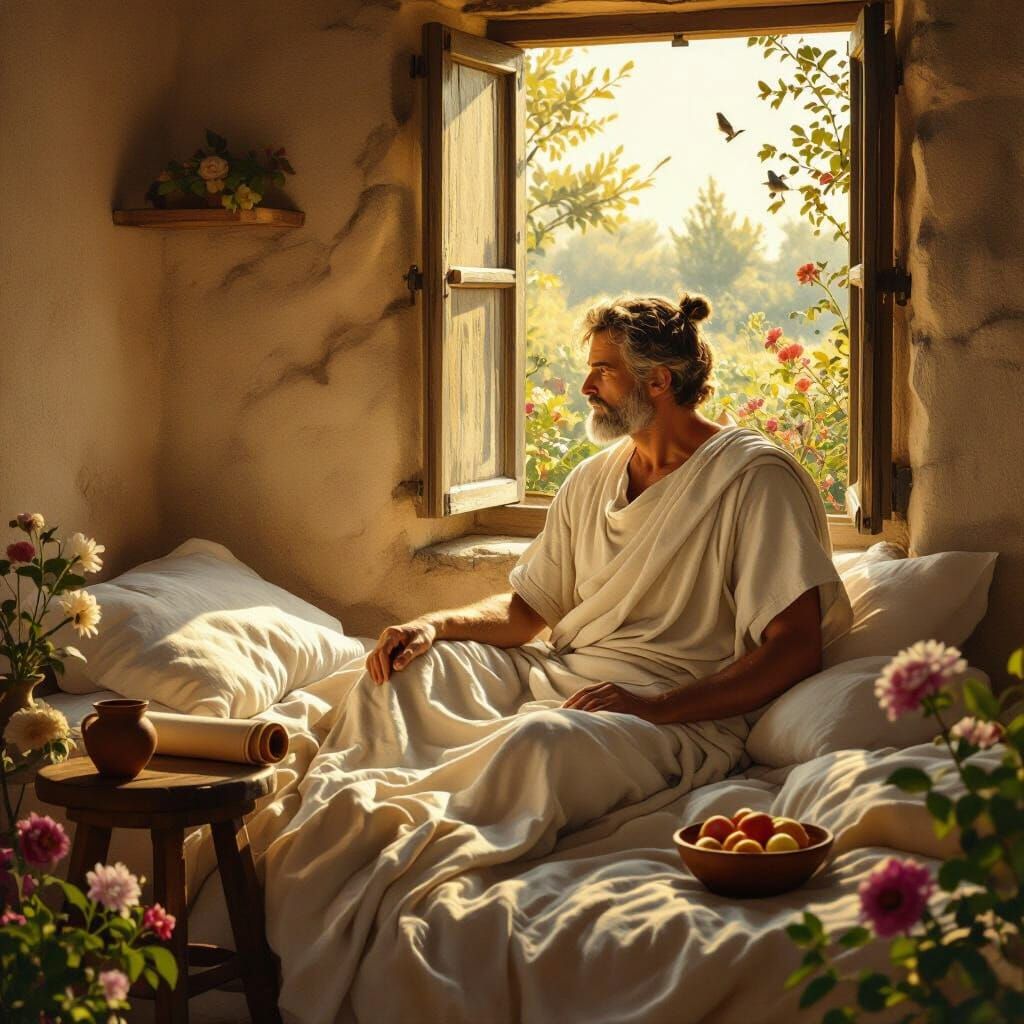 Stoic Philosopher Wakes in Ancient Rome