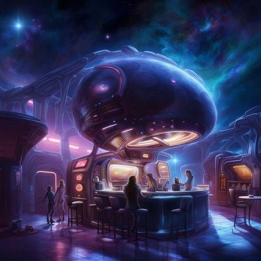 Mini Coffee shop on asteroid