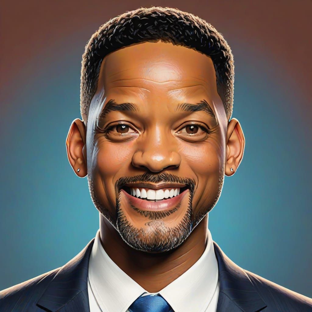 Detailed Caricature of Smiling Man in Cartoon Style