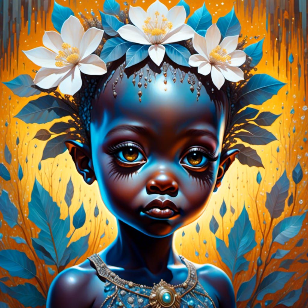 Cyberbaby in Bioluminescent Forest at Dawn