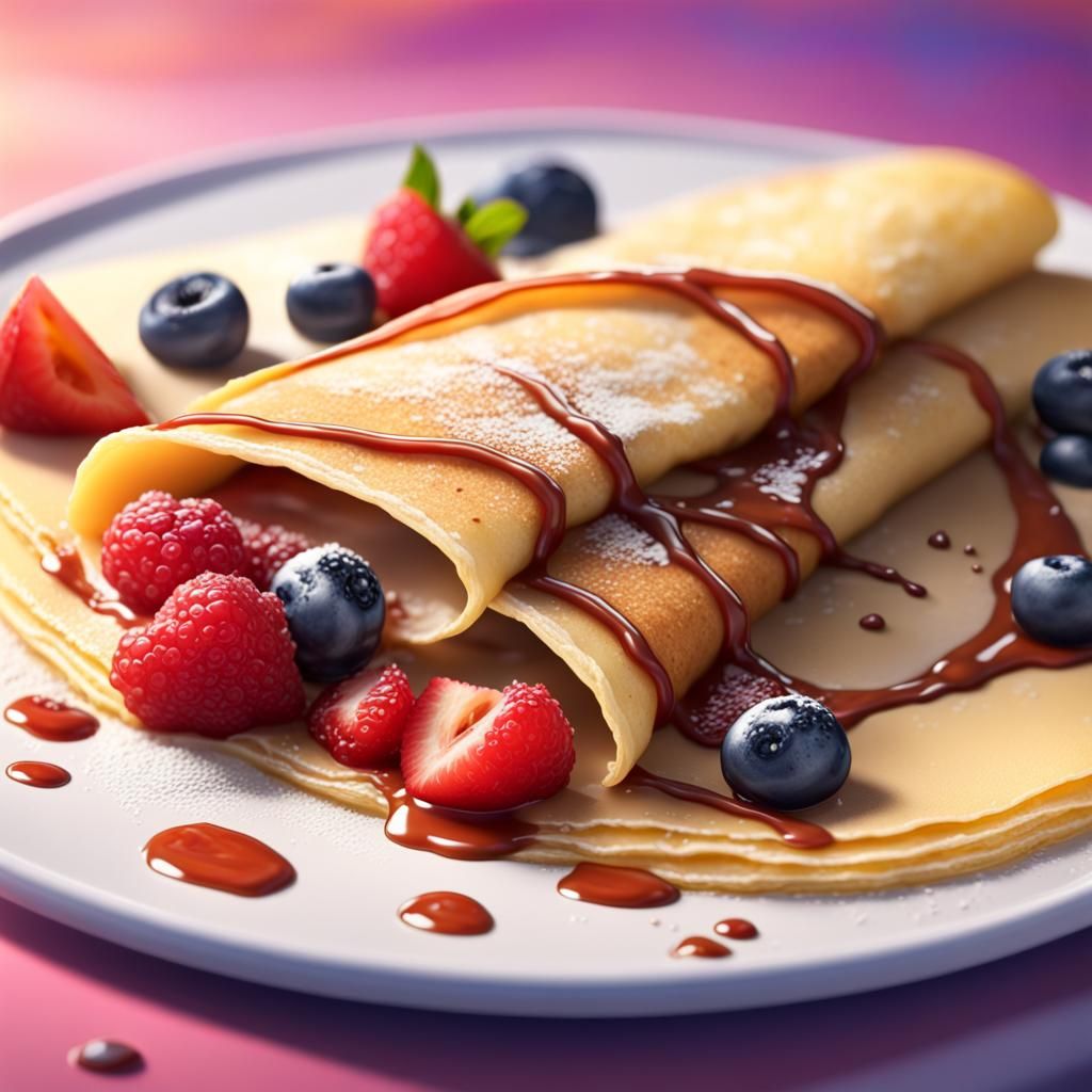 Hyperrealistic Crepes in Splash Art Style
