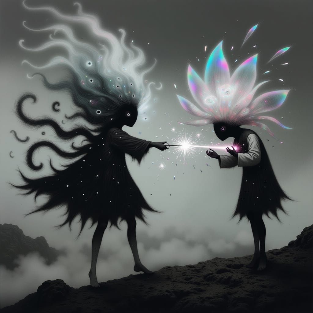 Ethereal Cloud Elementals Engage in Epic Dark Fantasy Battle