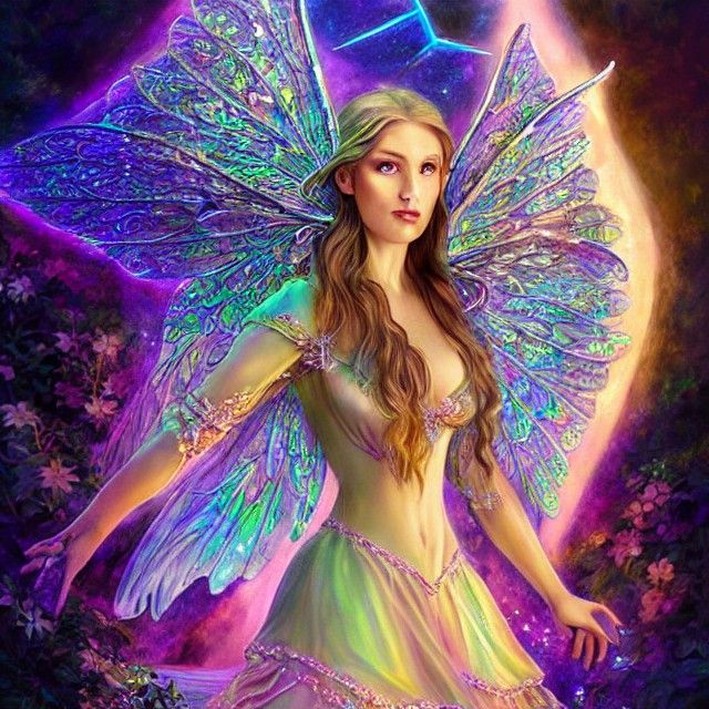 Elven Fairy with Holographic Wings in 8k