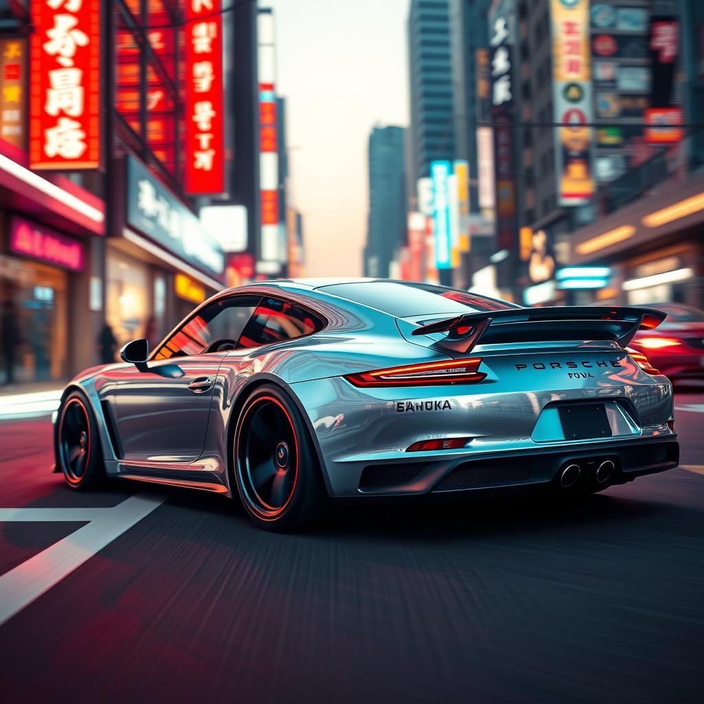 Porsche 911 Races Through Seoul: Cyberpunk Style