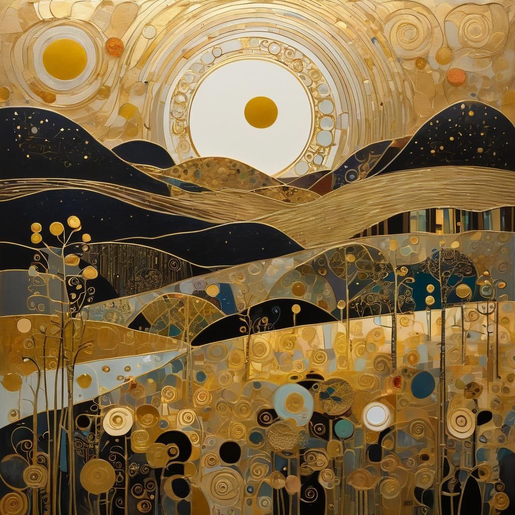 Golden Sunrise in Art Nouveau Style