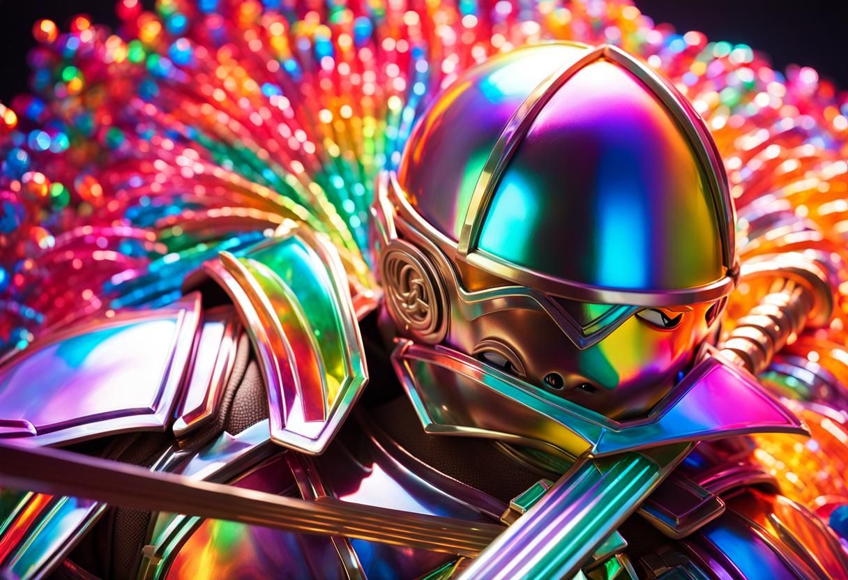 Elf in Translucent Armor: Candy Art Style