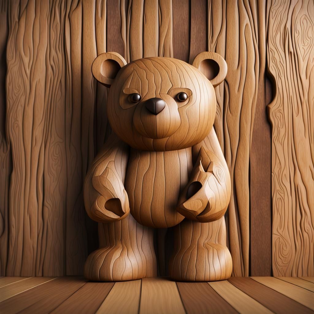 Giant Wooden Bear Figure in Hobbitland