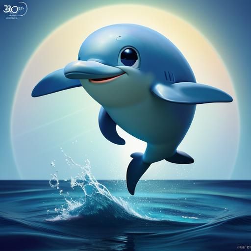 Cute Dolphin: 3D Digital Art in Pixar Style